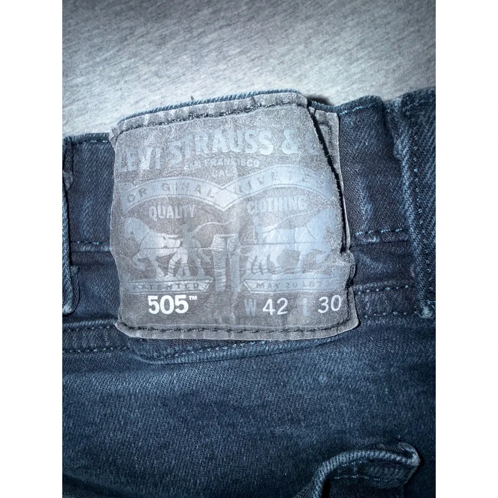 Levi's‎ Men Blue 42x30 505 Regular Fit Straight Leg Dark Wash Denim Jeans